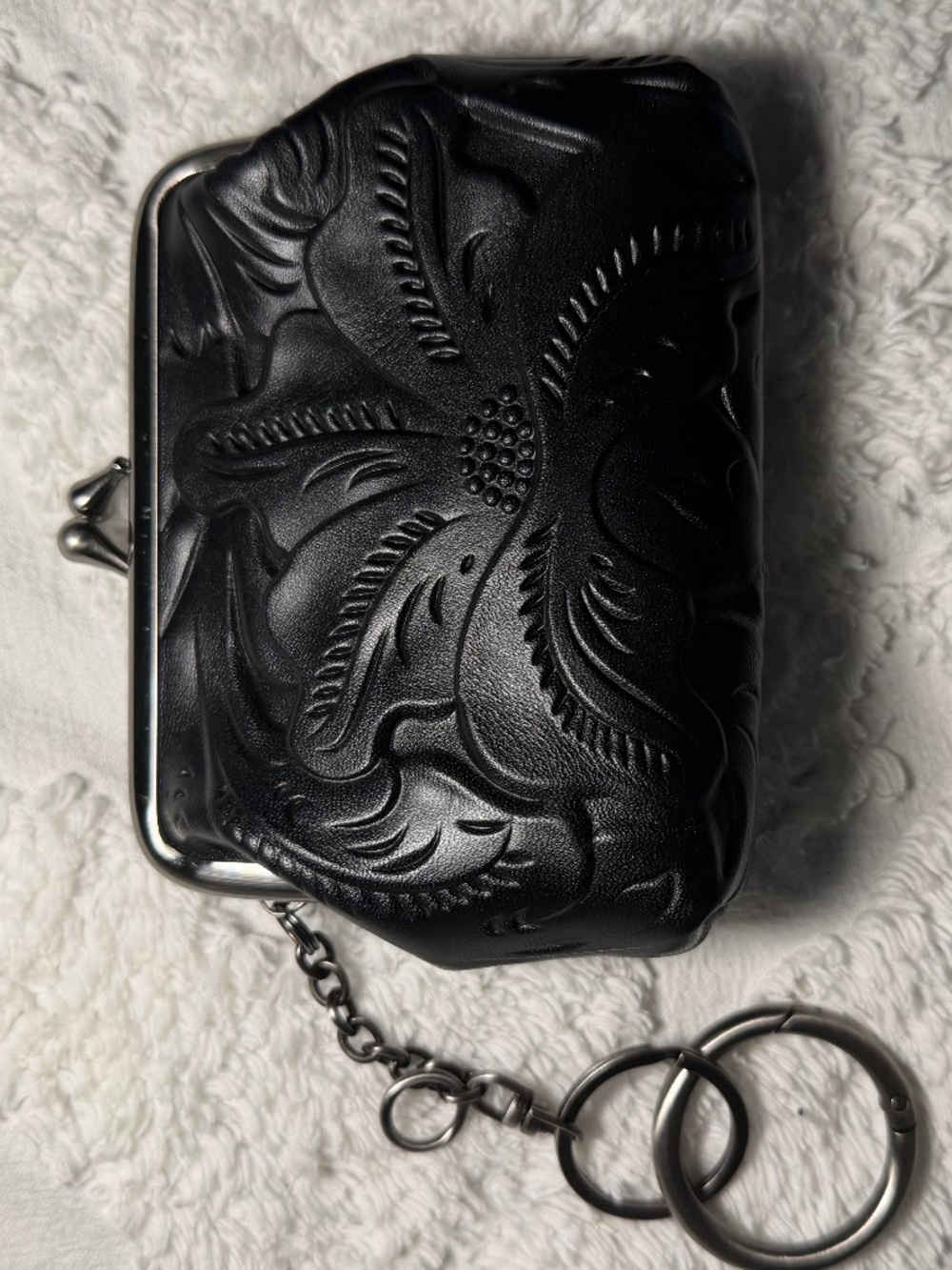 PATRICIA NASH TOOLED Black WALLET KEY CHAIN $ 59.00 NWT
